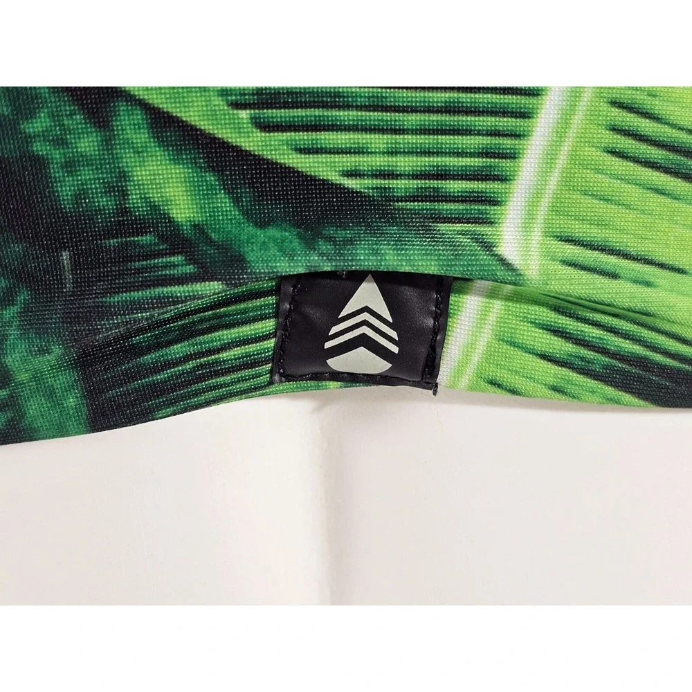Stone Fox Swimwear Womens S Green Leaf Zip-Down High Neck Tankini‎ Bikini Top